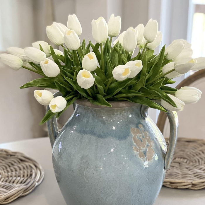 18Pcs White Tulips Artificial Flowers